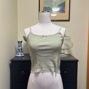 Sage Green Tank With White Little Bow